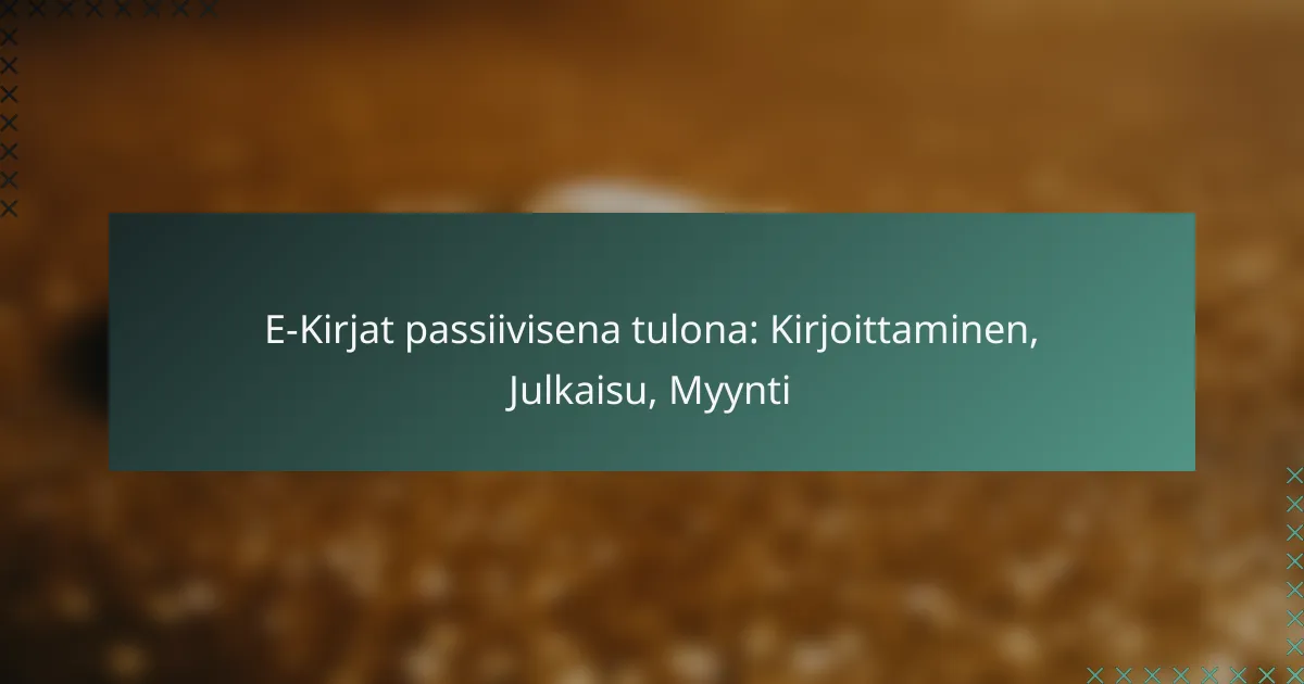 E-Kirjat passiivisena tulona: Kirjoittaminen, Julkaisu, Myynti